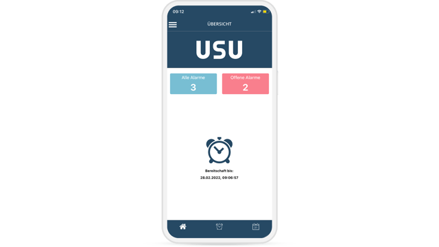 Mobile view of the USU alarm overview: All alarms and open alarms at a glance. The integrated alarm management system supports a rapid response to faults and ensures the performance of the container environment.