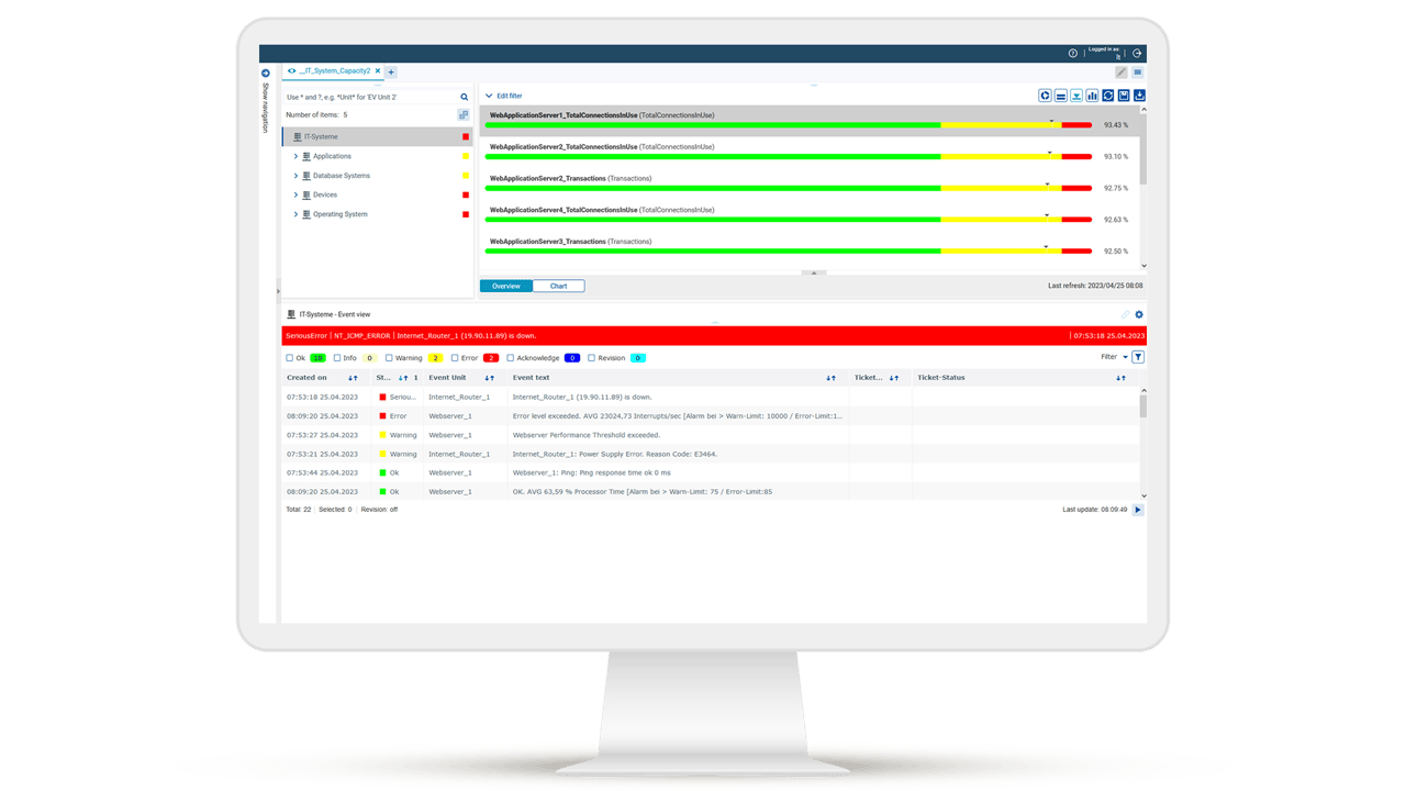 IT event management with USU: Central console for monitoring, analyzing and controlling all IT events in real time.
