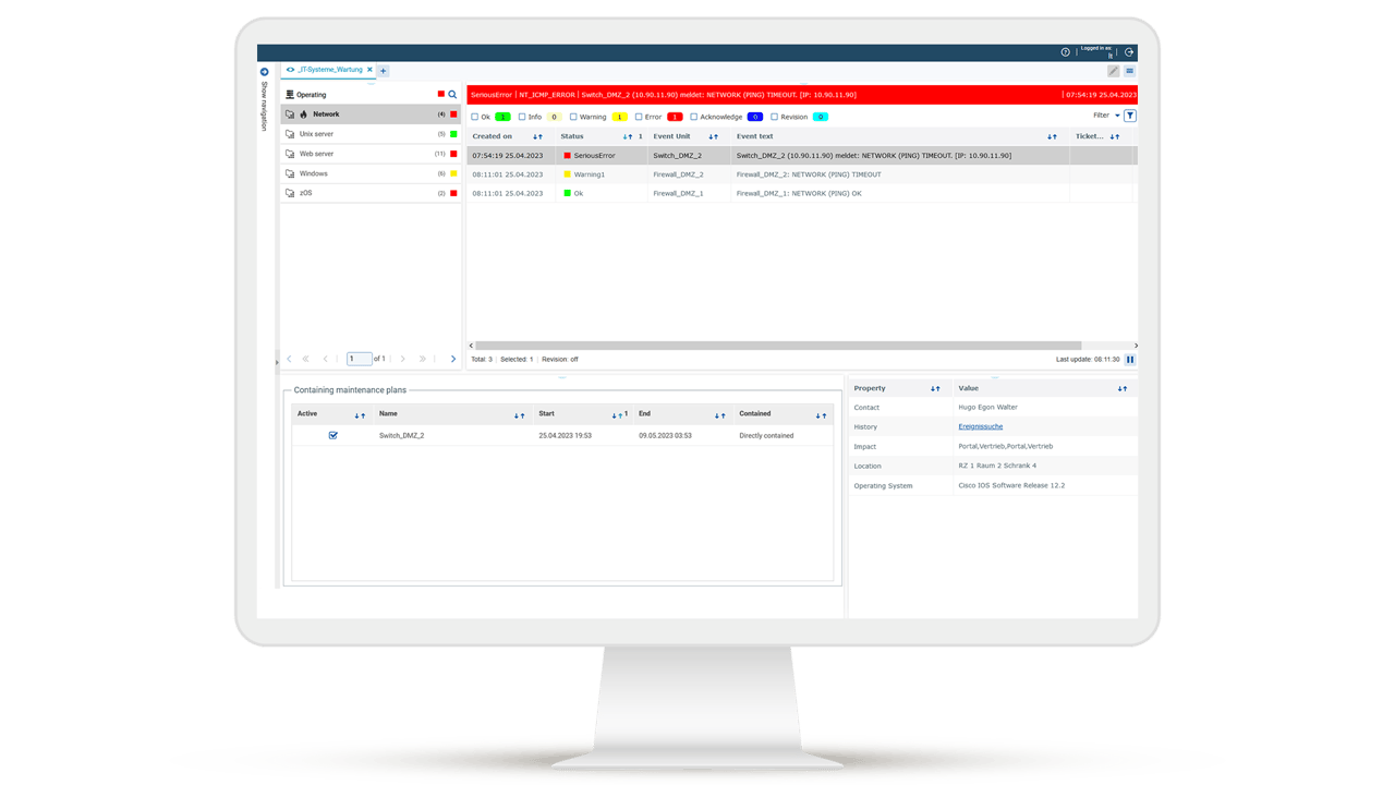 IT Event Management Dashboard from USU: Fast integration thanks to standard interfaces and automatic process optimization through event correlation.