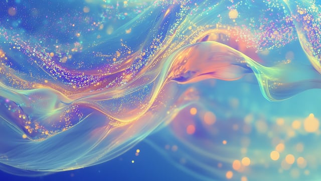 Colorful waves and light particles symbolize the targeted use of AI for more efficiency in customer service.